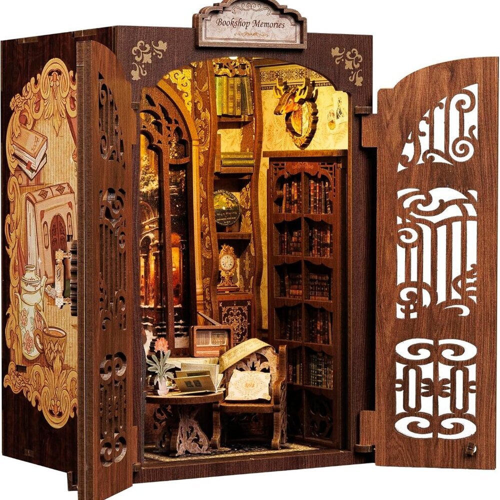 Book Nook Kit - DIY Miniature House Dollhouse Kit for Adult and Teens, Booknook